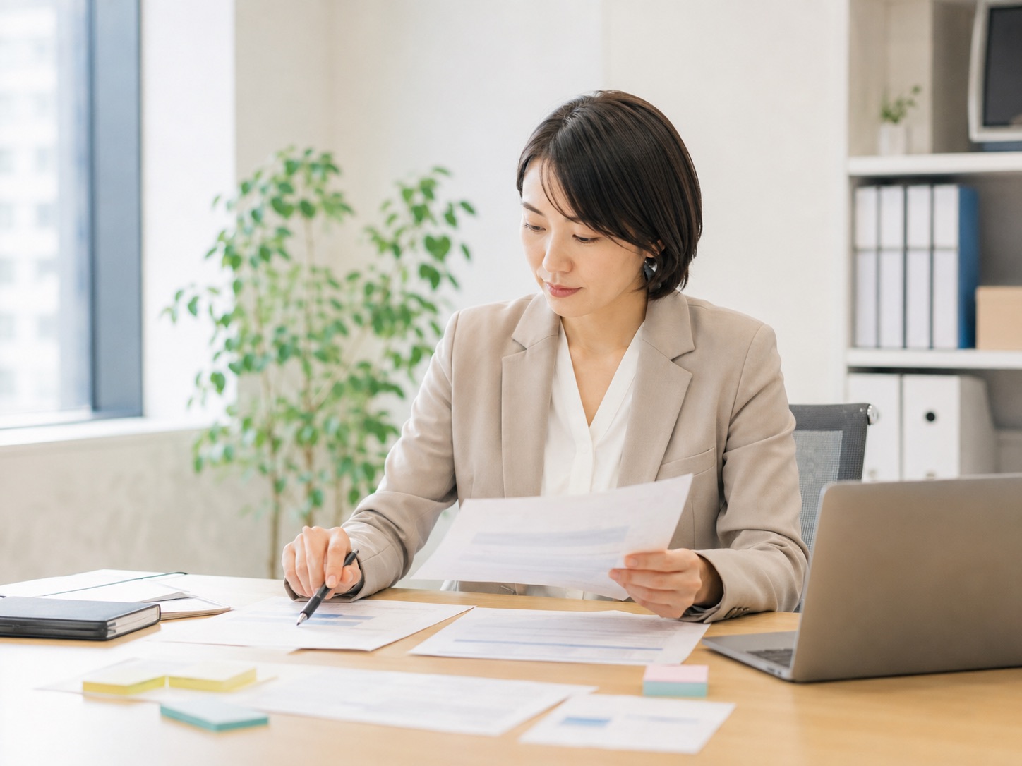 在留資格に関する書類を確認する様子